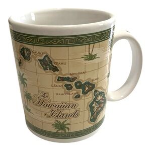 The Hawaiian Islands Mug, Colorful Map of Hawaii, New in Box.